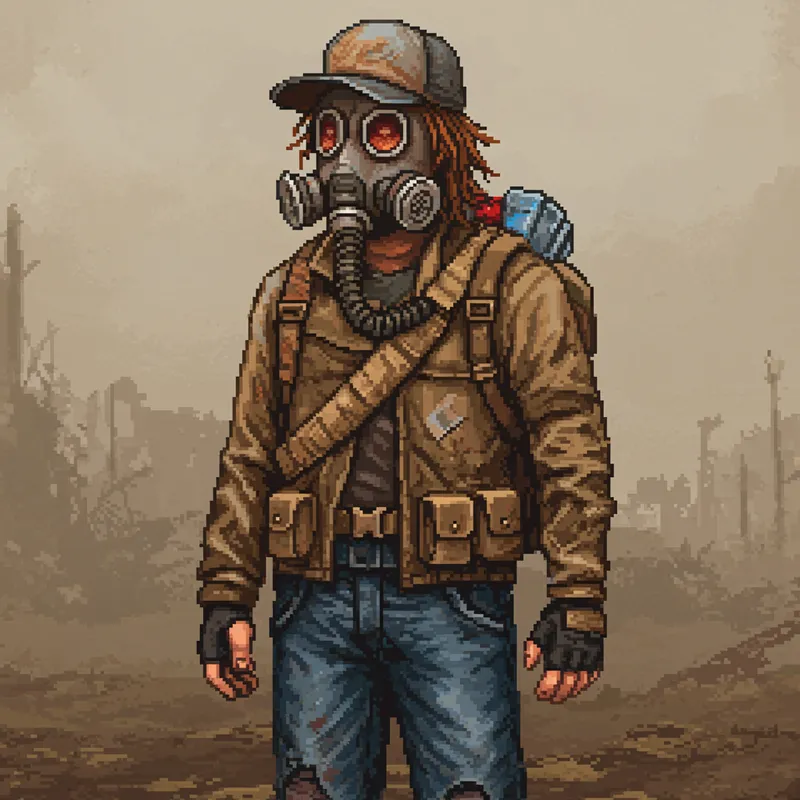Pixel Dot Character: Post-Apocalyptic Style