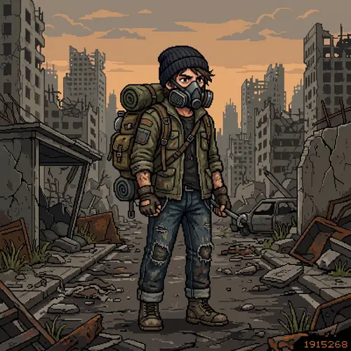 Pixel Dot Character: Post-Apocalyptic Style