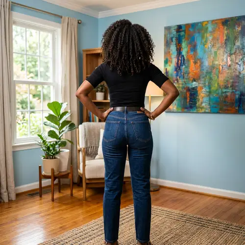 Black Woman in Stylish Denim Jeans - Confident Pose