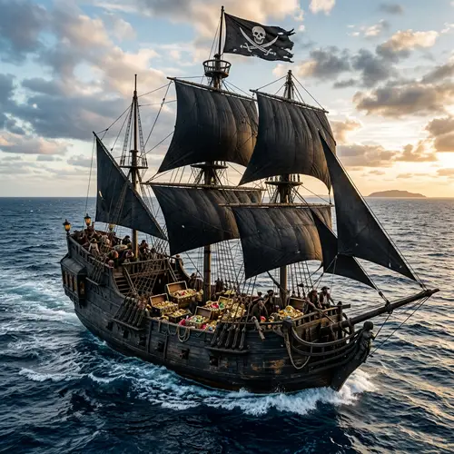 Black Pirate Ship | Treasure Laden Vessel