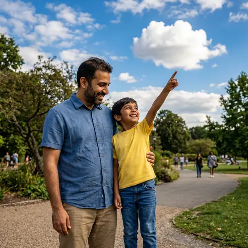 Heartwarming Moments: A Man with His Son Outside