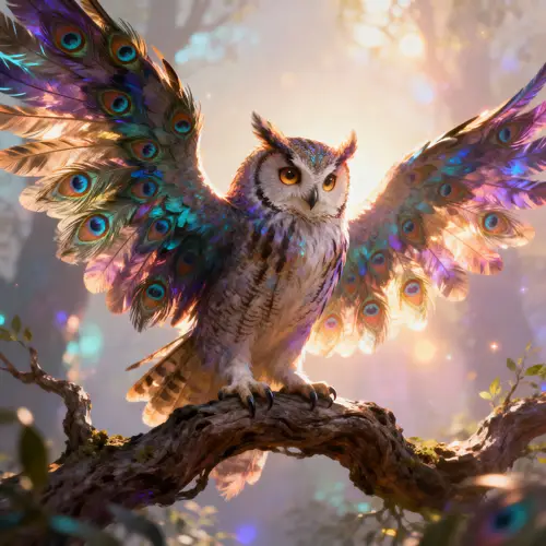 Fantasy Owl with Unique Eye-Patterned Wings
