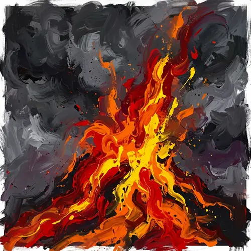 Abstract Volcano Eruption Art
