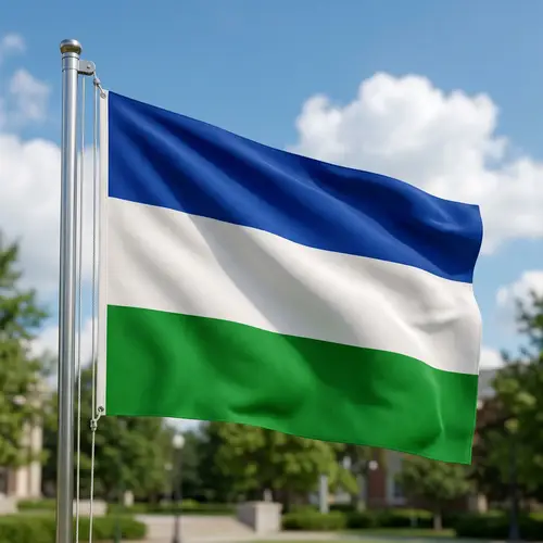 Flag with Three Horizontal Stripes: Blue, White, Green