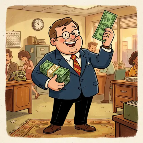 Cartoon Businessman with Money in Hand