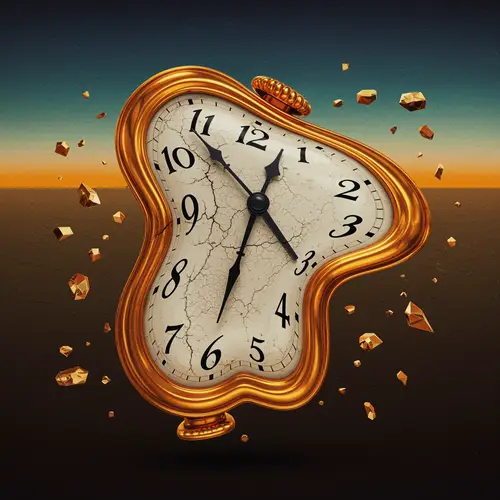 Messy Clock in Dali Style - Surreal Art