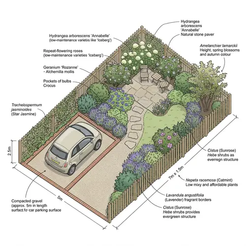 Cost-Effective Garden Design with Car Parking