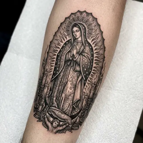 Stunning Virgen de Guadalupe Tattoo Design