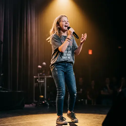 Talented 13-Year-Old Girl Singing with Passion