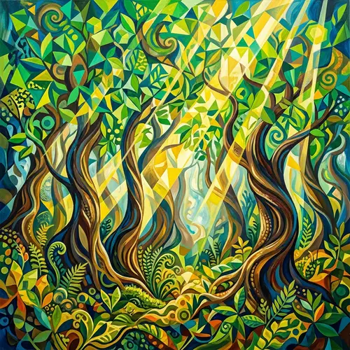 Abstract Forest Art - Lush & Vibrant Interpretation