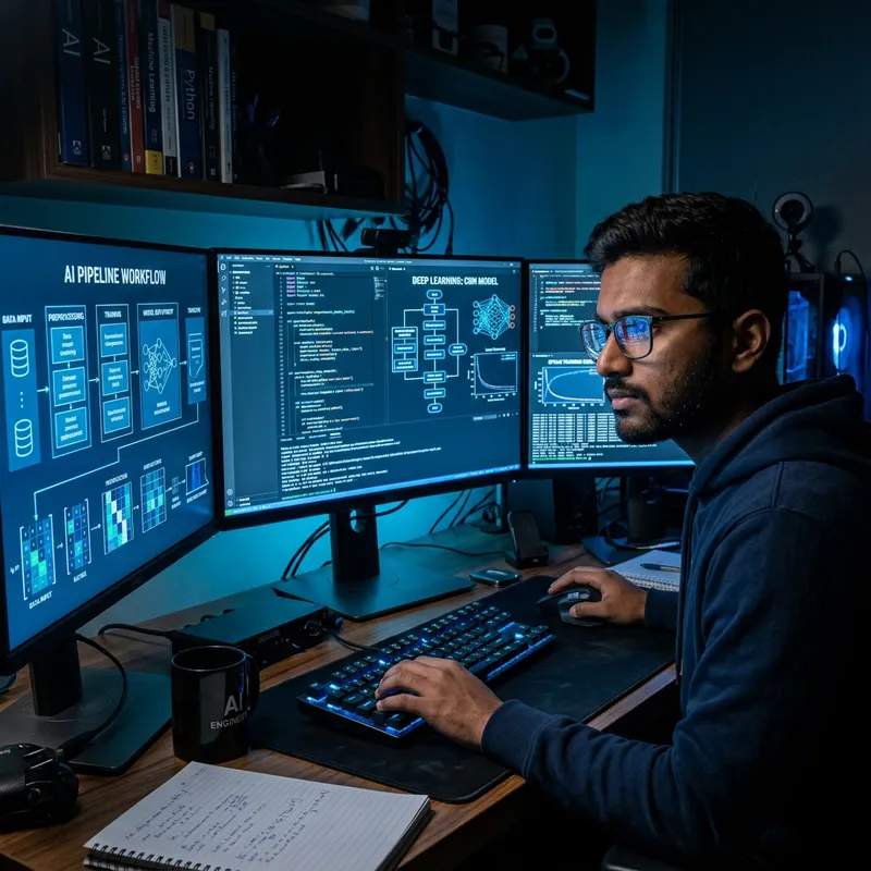 Engrossed South Asian Using High-Tech AI on Computer