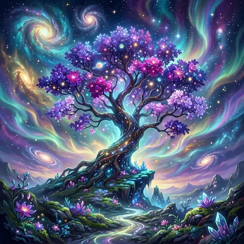 Celestial Tree in Enchanted Realm | Nebulas & Galaxies