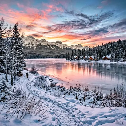 Snowy Landscape at Dusk: Impressionist Winter Scene