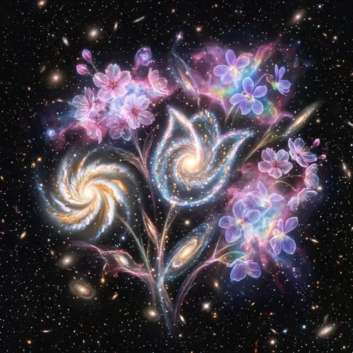 Spring-themed Cosmic Floral Patterns | Celestial Beauty