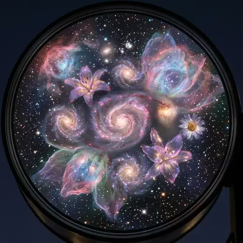 Spring-Themed Cosmic Scene: Majestic Floral Galaxy Patterns
