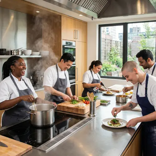 Diverse Chefs Creating Unique Dishes | Contemporary Kitchen Scene