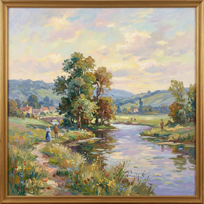 Peaceful Impressionist Landscape Inspired by Claude Monet Peaceful Impressionist Landscape Inspired by Claude Monet