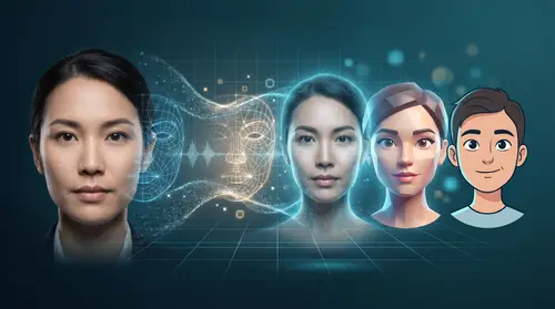 Transforming Portraits: AI Digital Twins Illustration