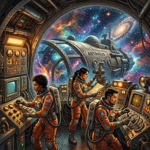 Galactic Journey: Retro-Futuristic Space Adventure