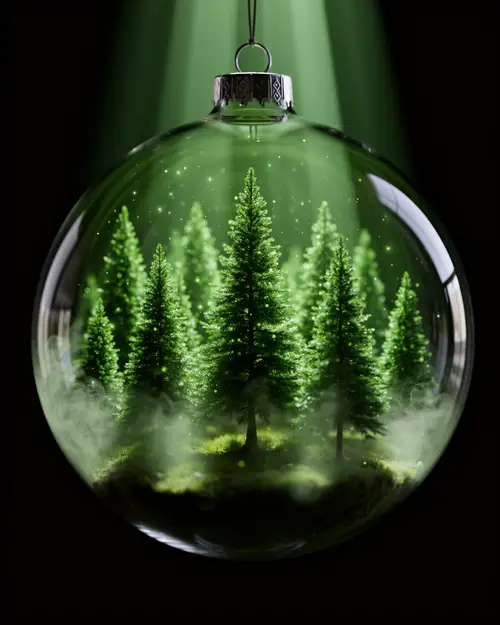 Translucent Glass Ornament with Miniature Pine Forest