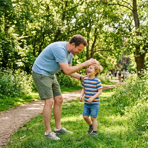 Father-Son Bonding in Sunlit Park | Joyful Family Activity