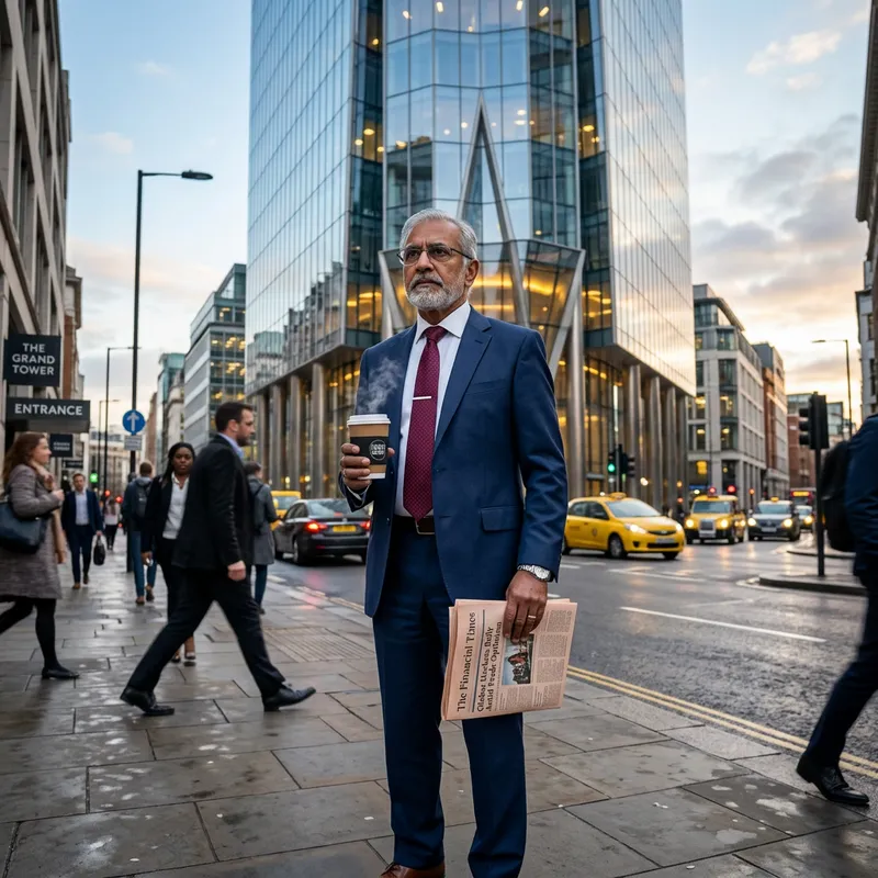 Determined South Asian Businessman in Urban Setting - Morning Routine Determined South Asian Businessman in Urban Setting - Morning Routine