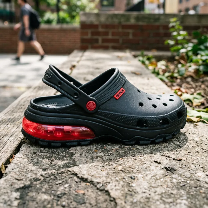 Unique Black and Red Crock Style Slip-On Sneakers Unique Black and Red Crock Style Slip-On Sneakers