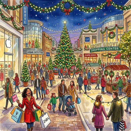 Christmas Shopping Plaza in Dickensian Style