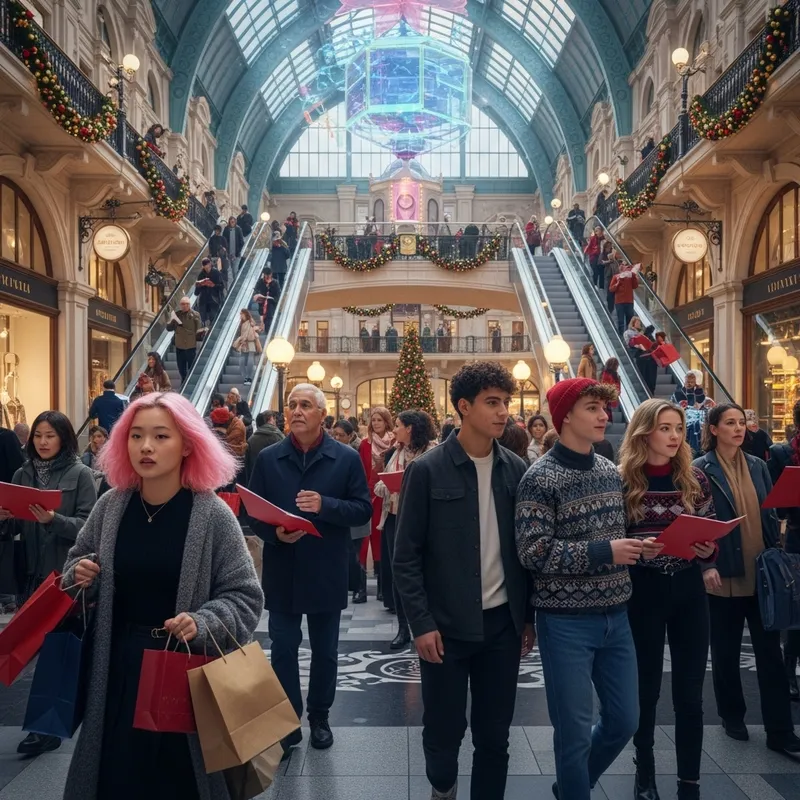 Christmas Shopping Plaza in Dickensian Style