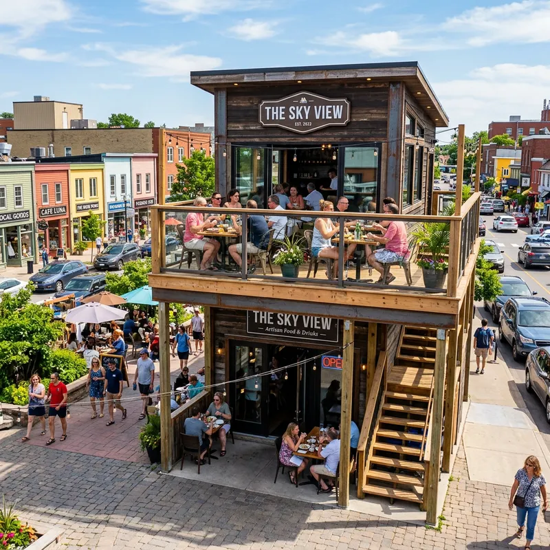 Charming Two-Story Balcony Restaurant