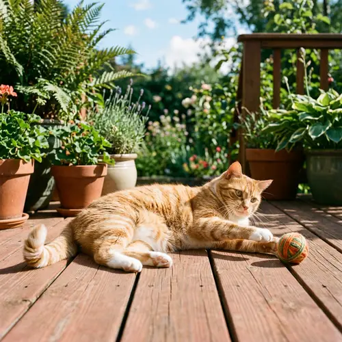 Lush Orange and White Cat Relaxing on Sunny Deck | Cats Life