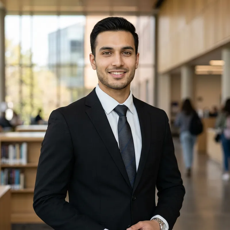 Professional Indian College Student in Black Formals for LinkedIn Profile Picture