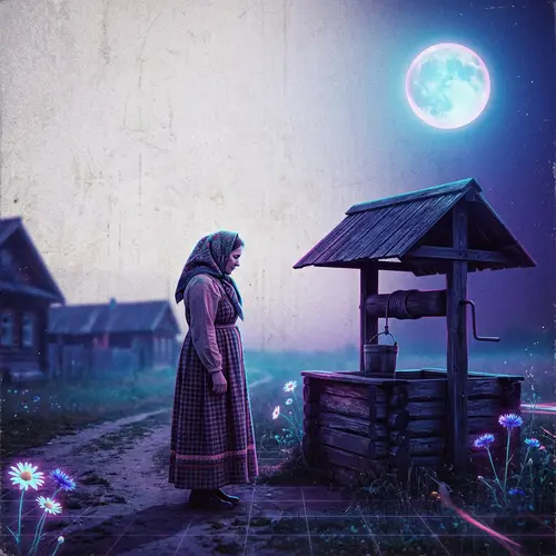 Russian Folk Art: A Nostalgic Night Scene