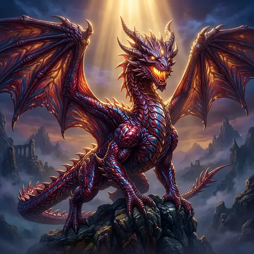 Flamboyantly Detailed Dragon Artwork | Mystical Fantasy Scene
