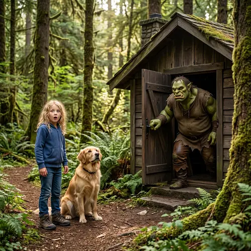 Girl with Dog in Enchanted Forest | Startling Ogre Encounter