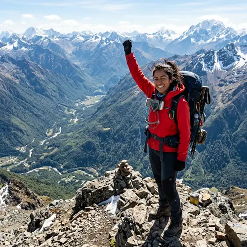 Hiker on Mountain Peak: A Triumph in Nature