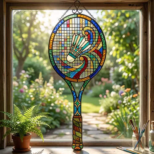 Stained Glass Style Badminton Racket Design