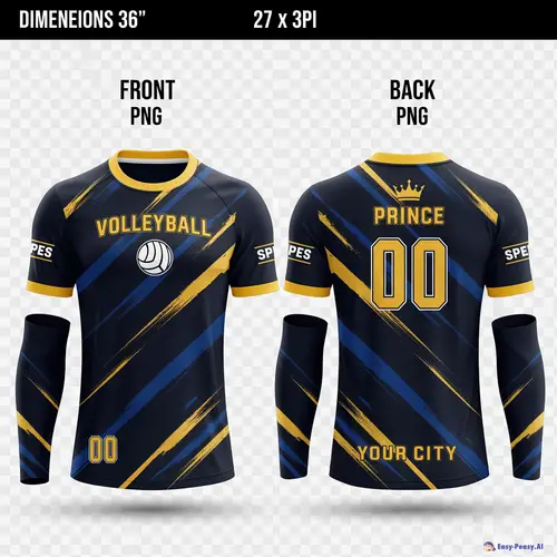 Custom Volleyball Jersey Design with Gold Accents