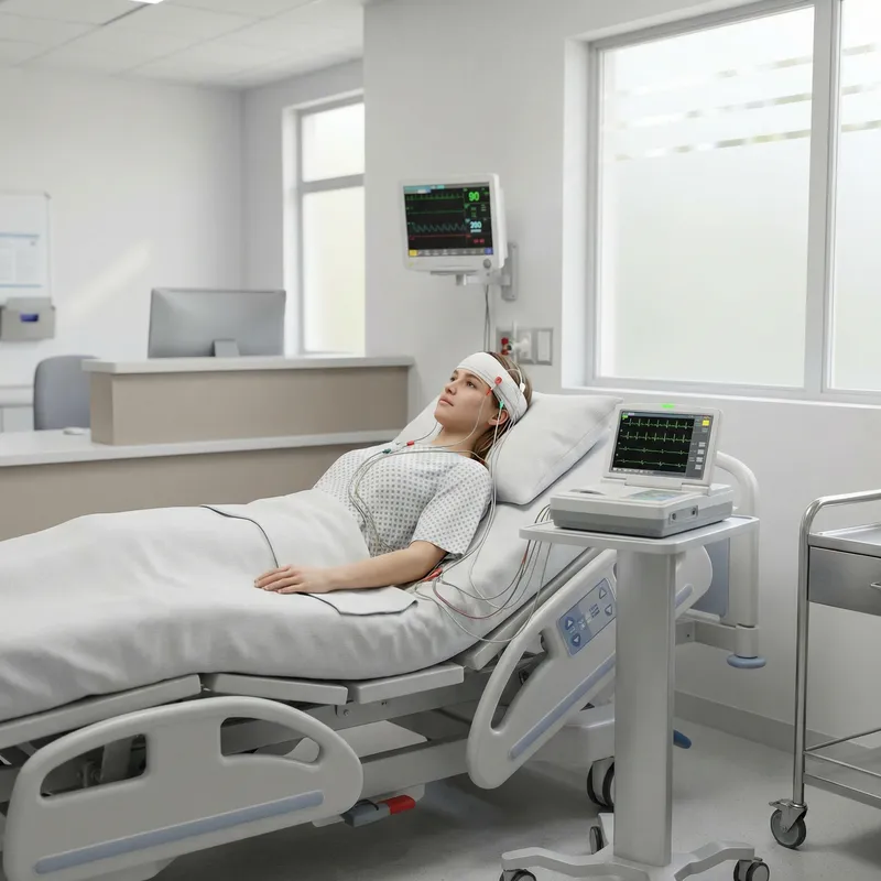 Girl in Hospital Bed with ECG Wires in 3D Form | Clinical Neurology Testing