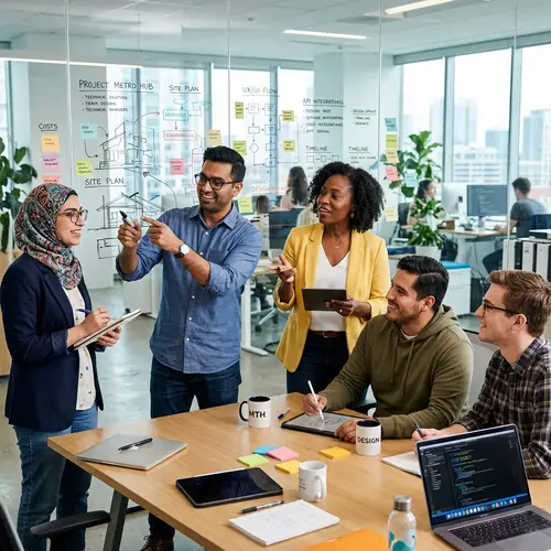 Diverse Team Collaboration in Bright Office Setting