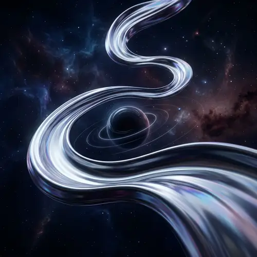 Abstract 3D Graphic: Viscous Liquid Flowing Through Dark Space
