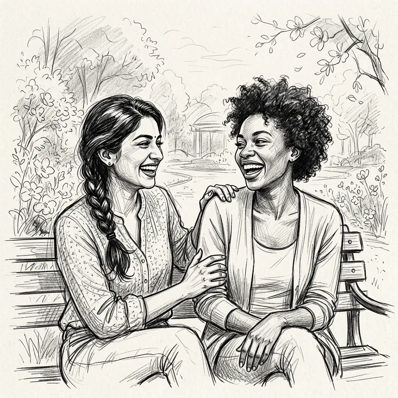 Abstract Pencil Sketch: Women Friendship Emotion & Vibrancy Abstract Pencil Sketch: Women Friendship Emotion & Vibrancy