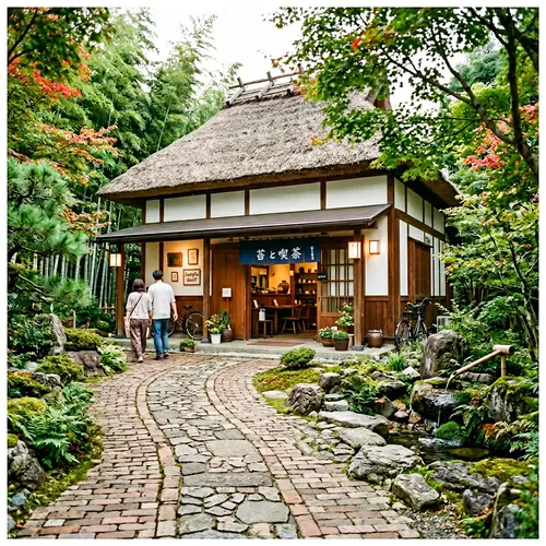 Whimsical Japanese Coffee Shop with Serene Design