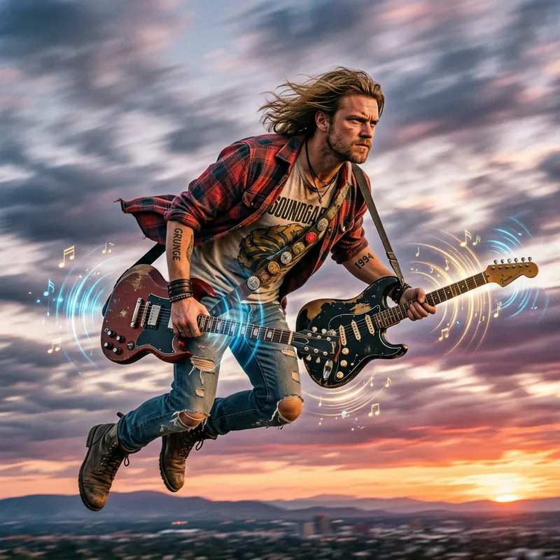 Kurt Cobain with Flying Guitars - Rockstar Flight Kurt Cobain with Flying Guitars - Rockstar Flight