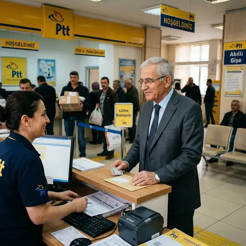 Elderly Man in Post Office - Calm and Determined | Website Name
