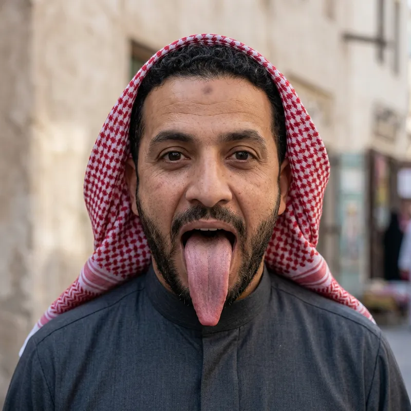 Middle Eastern Man with Long Tongue | Unique Portrait Shot