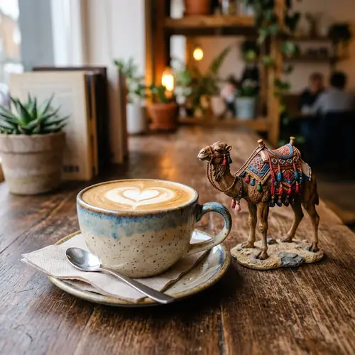 Cappuccino Cup with Camel and Heart Shape Cream
