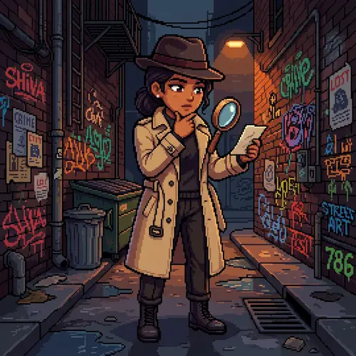 Diverse Female Detective Sprite in Pixel Art | Sharp Mind & Quick Wit