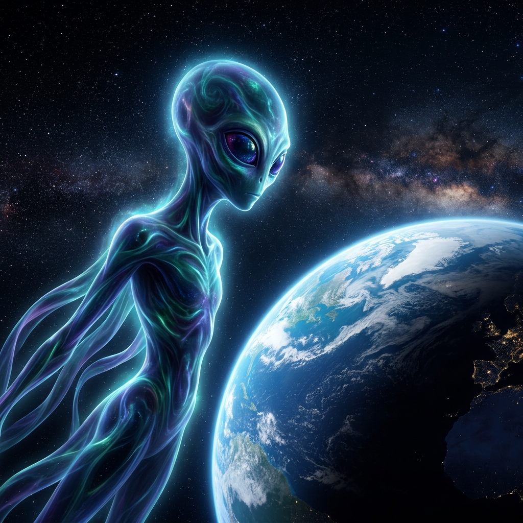 Mysterious Alien Observing Humanity from Afar | AI Art Generator