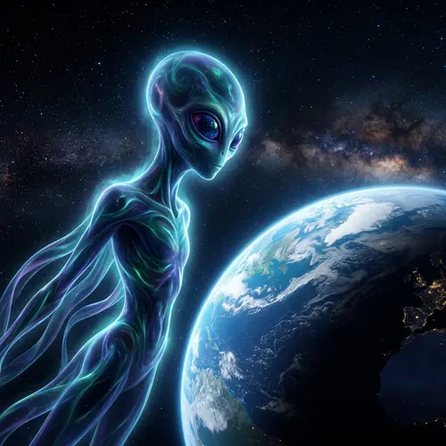 Mysterious Alien Observing Humanity from Afar